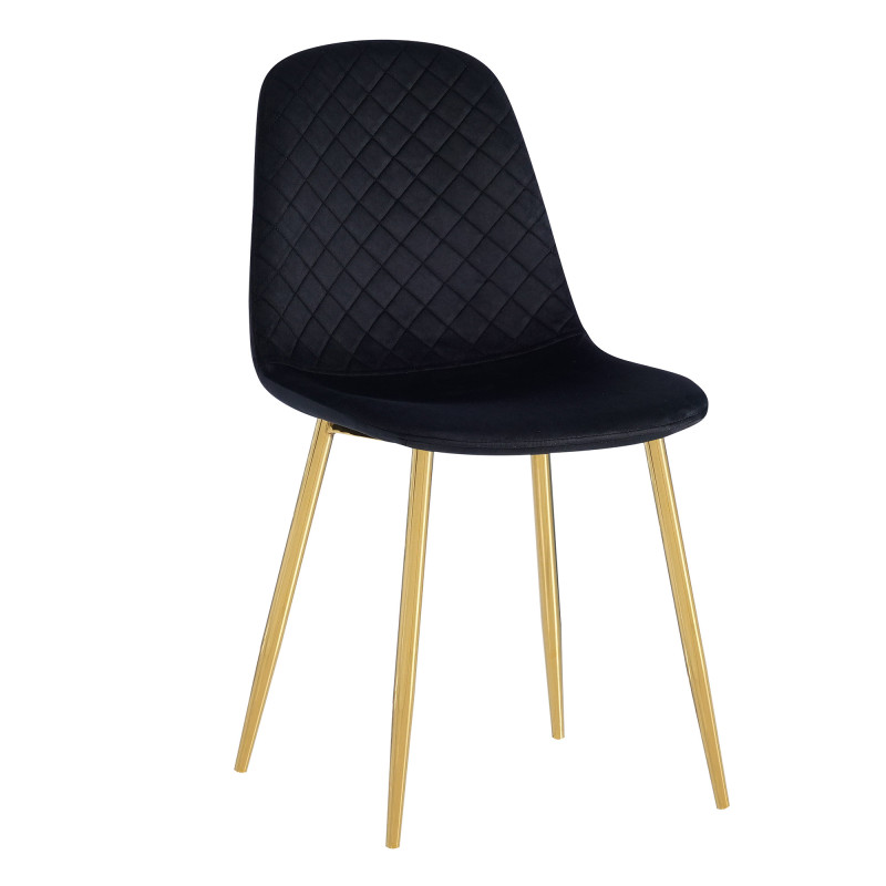 Set 4 Sedie New Lena Velluto Nero Gambe Oro