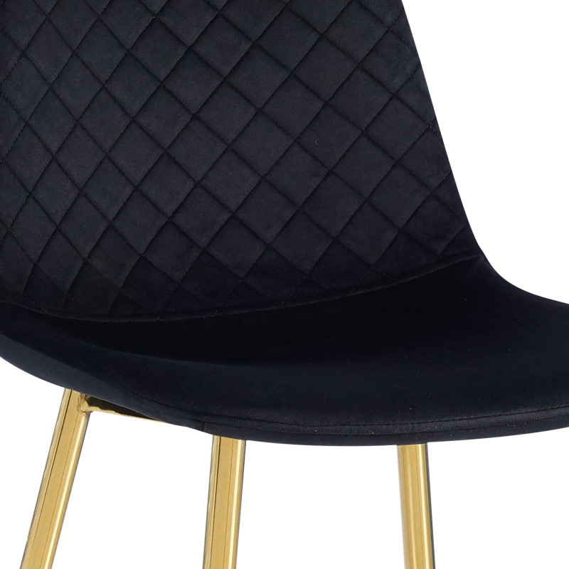 Set 4 Sedie New Lena Velluto Nero Gambe Oro