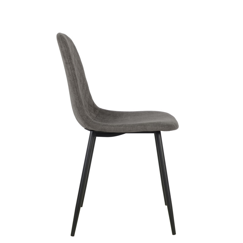 Set 4 sedie New Lena tessuto cenere gambe nere moderne casa
