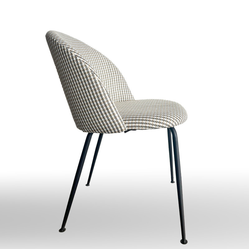 Set 2 sedie Elen pied de poule gambe nere imbottite moderne