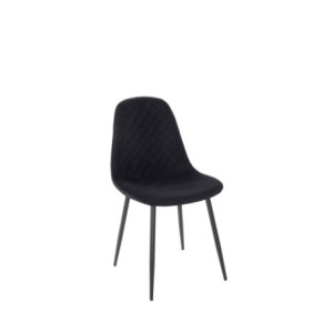Zoom Set Da 4 Sedie New Lena, Velluto Nero,Gambe Nere