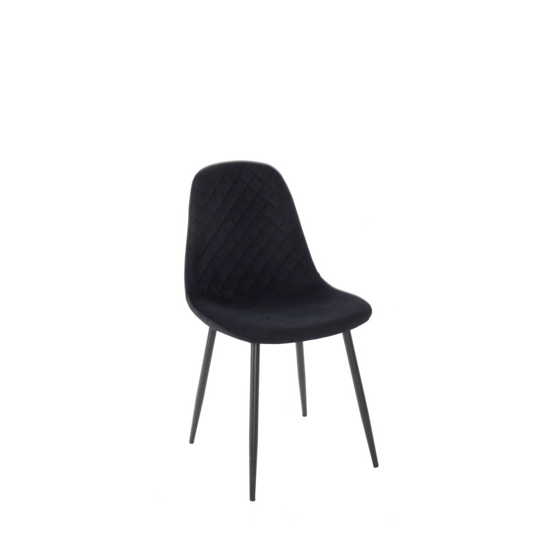 Set 4 sedie New Lena velluto nero gambe nere moderne ed eleganti