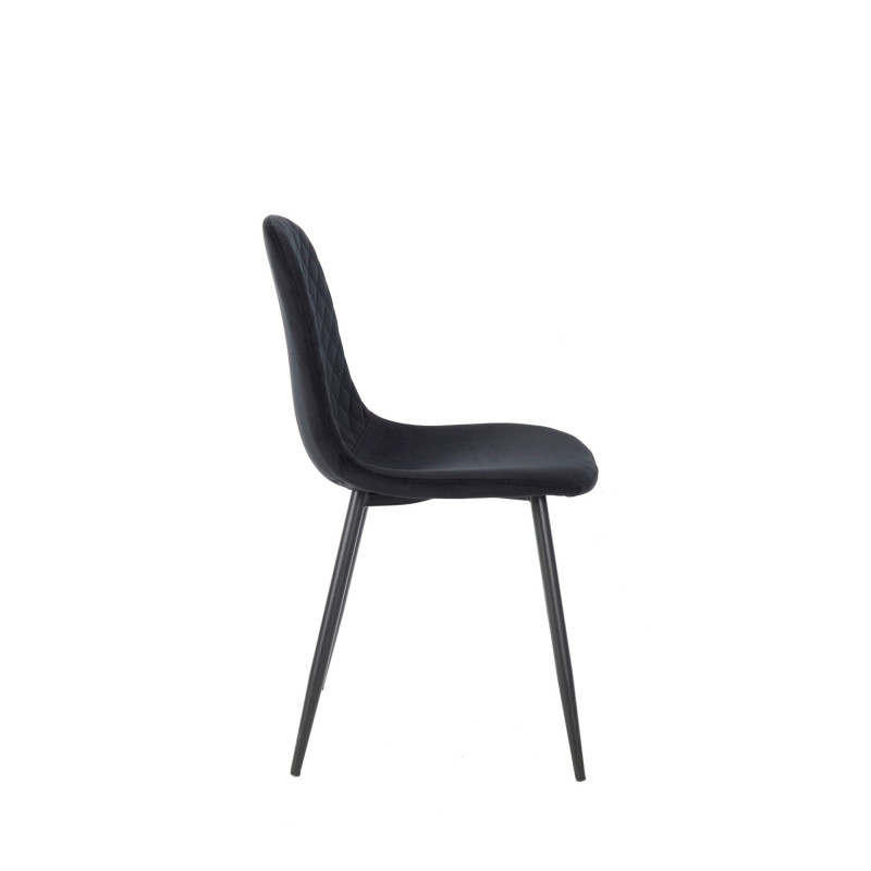 Set 4 sedie New Lena velluto nero gambe nere moderne ed eleganti