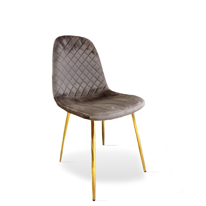Set 4 sedie New Lena velluto fango gambe oro moderne casa