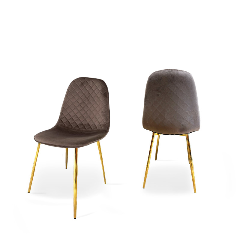 Set 4 sedie New Lena velluto fango gambe oro moderne casa