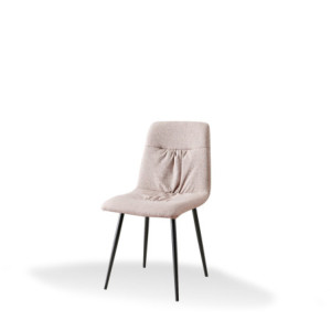 Set 4 sedie Karen tessuto tortora gambe nere moderne casa