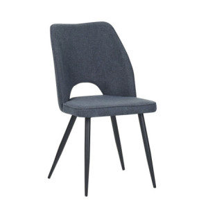 Set 4 sedie Virginia tessuto blu gambe nere imbottite moderne
