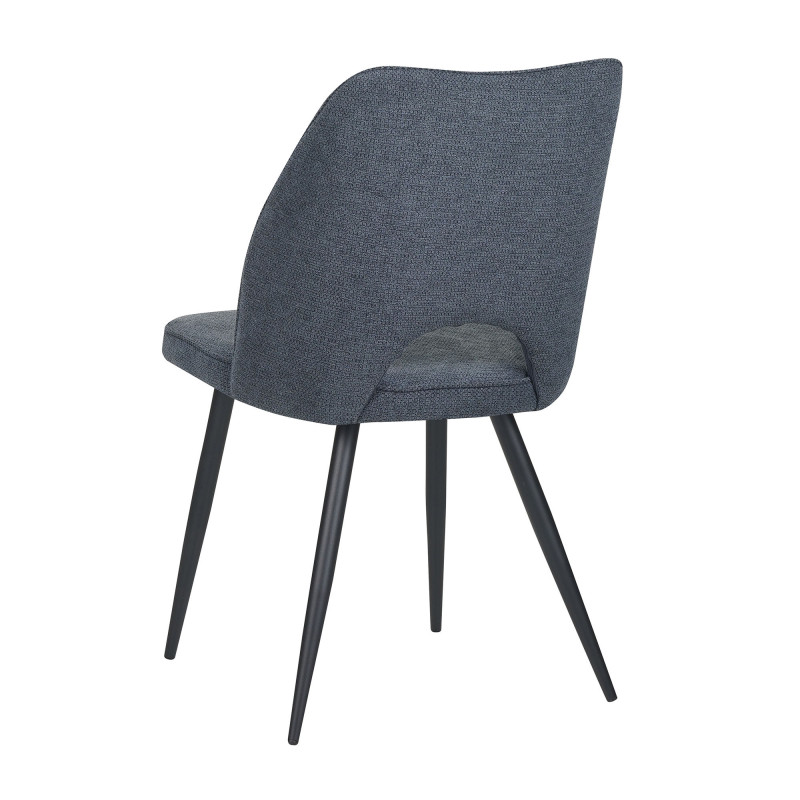 Set 4 sedie Virginia tessuto blu gambe nere imbottite moderne