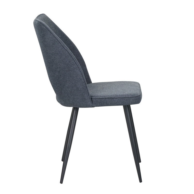 Set 4 sedie Virginia tessuto blu gambe nere imbottite moderne
