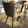 Set 4 sedie Virginia tessuto grigio gambe nere imbottite moderne
