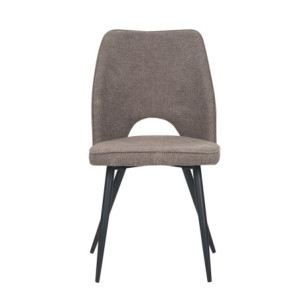 Set 4 sedie Virginia tessuto tortora gambe nere moderne imbottite