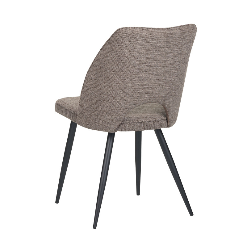Set 4 sedie Virginia tessuto tortora gambe nere moderne imbottite