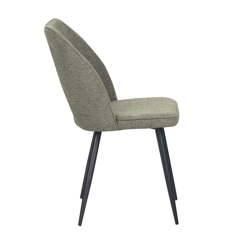 Set 4 sedie Virginia tessuto verde gambe nere moderne imbottite