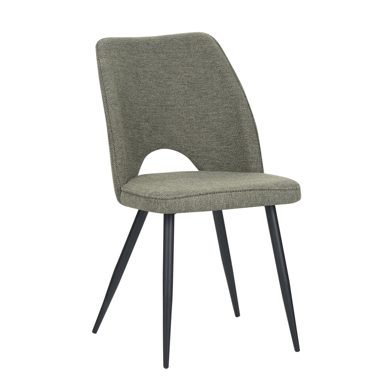 Set 4 sedie Virginia tessuto verde gambe nere moderne imbottite