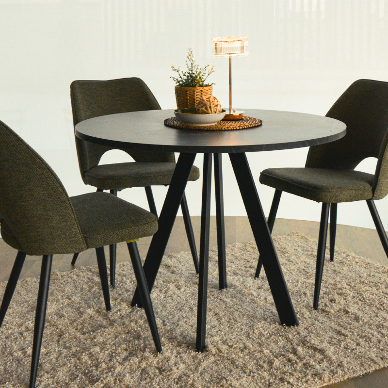 Set 4 sedie Virginia tessuto verde gambe nere moderne imbottite