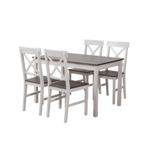 Set Woody tavolo e 4 sedie fumo gambe bianche moderno cucina