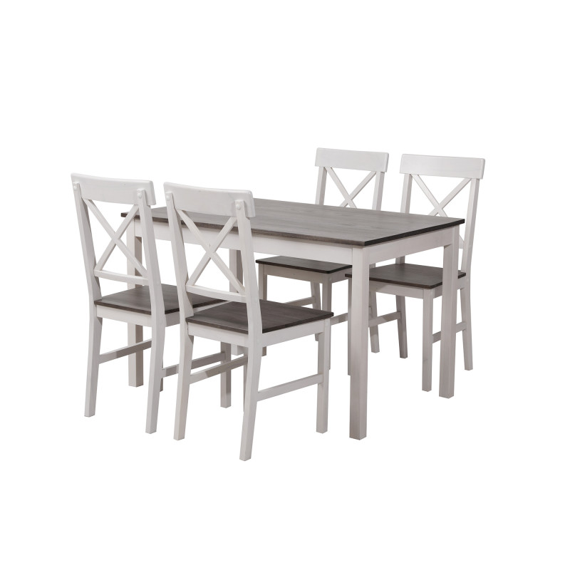 Set Woody tavolo e 4 sedie fumo gambe bianche moderno cucina