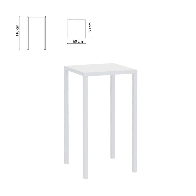 Tavolo Tetris 60x60 h110 bianco raggrinzato fisso moderno