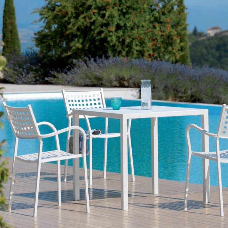 Tavolo Tetris 60x60 h110 bianco raggrinzato fisso moderno