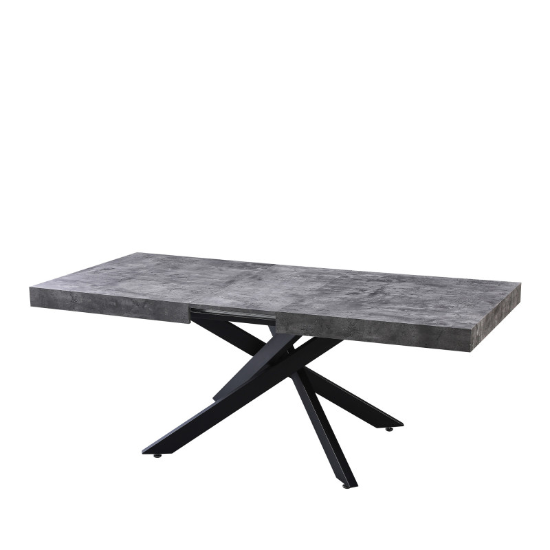 Tavolo Anson allungabile piano cemento gambe nere moderno