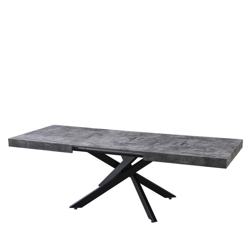 Tavolo Anson allungabile piano cemento gambe nere moderno