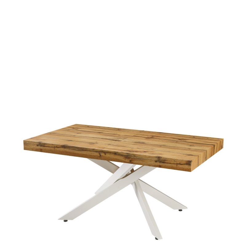 Tavolo Anson allungabile piano rovere gambe bianche moderno