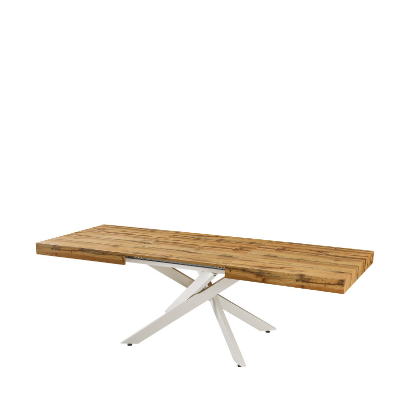 Tavolo Anson allungabile piano rovere gambe bianche moderno
