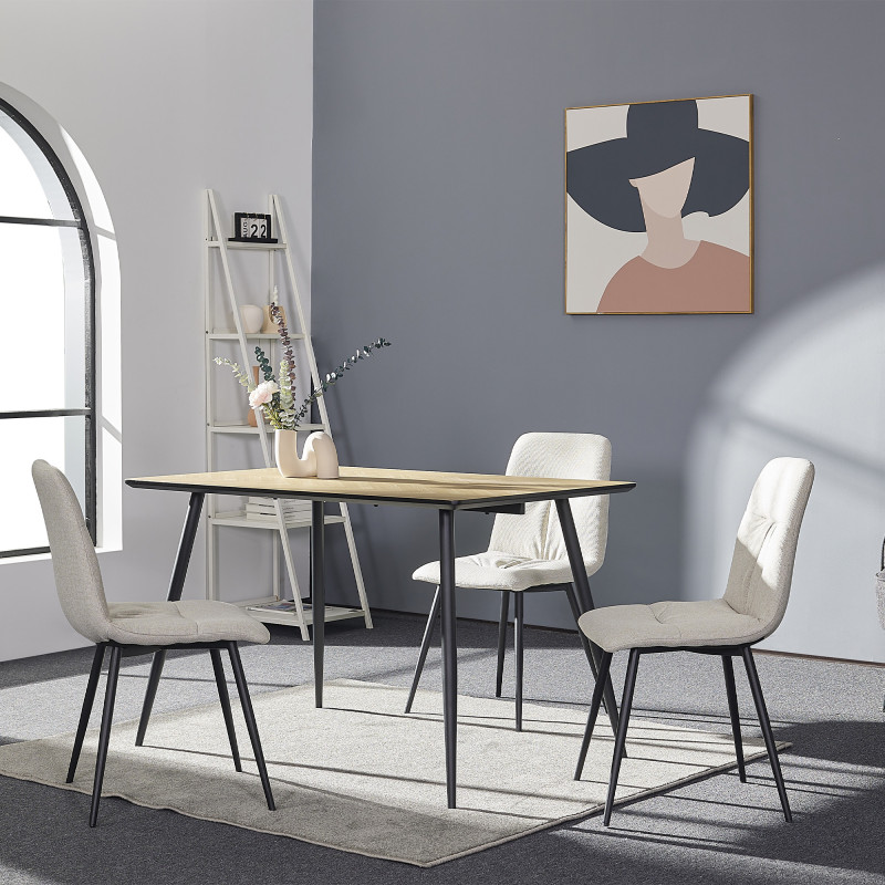 Tavolo Edwin 120x80 rovere chiaro gambe nere moderno e robusto