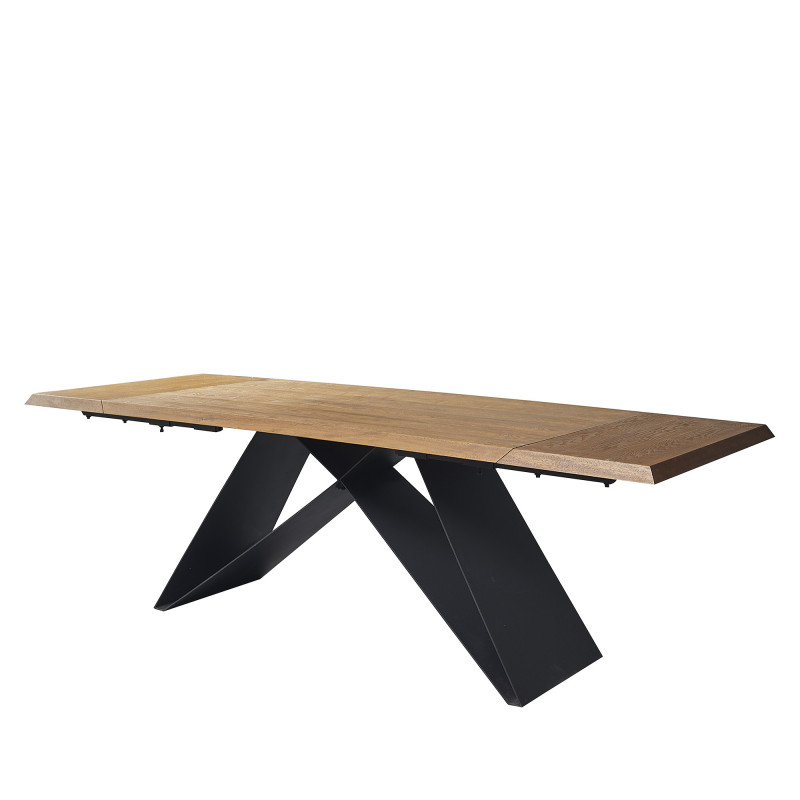 Tavolo Iago 160-240 top rovere scuro gambe nere moderno