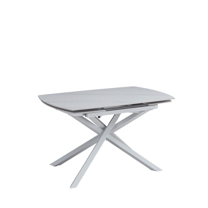 Tavolo Louis 130/190 bianco con venature gambe bianche moderno