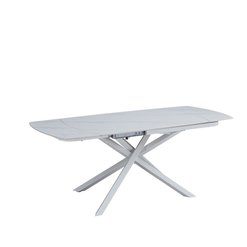 Tavolo Louis 130/190 bianco con venature gambe bianche moderno