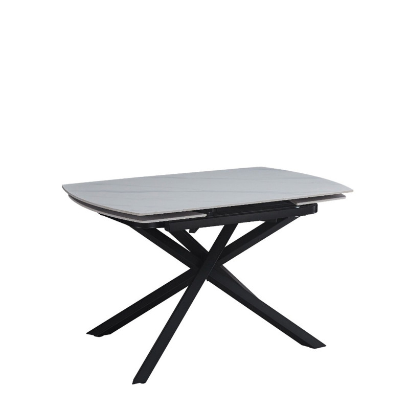 Tavolo Louis 130-190 bianco venature gambe nere allungabile