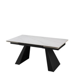 Tavolo Vermont allungabile bianco venature gambe nere moderno