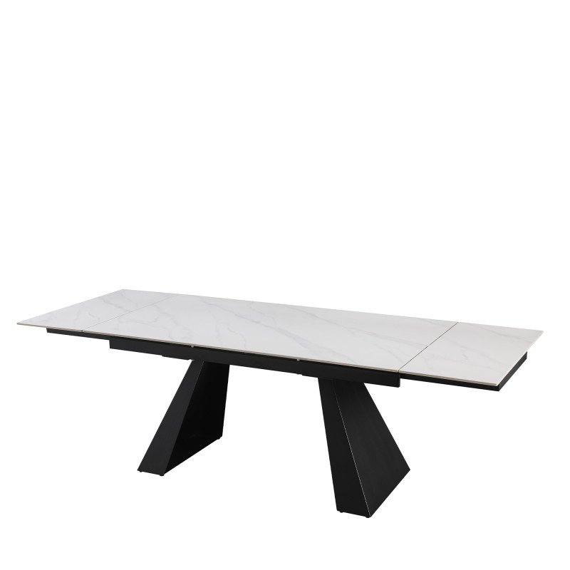 Tavolo Vermont allungabile bianco venature gambe nere moderno
