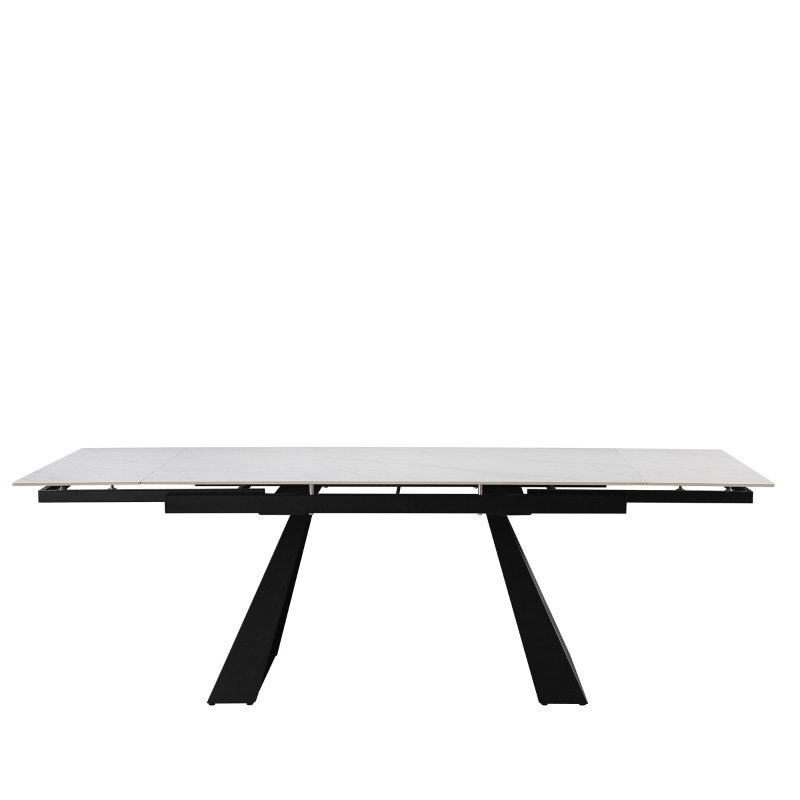 Tavolo Vermont allungabile bianco venature gambe nere moderno