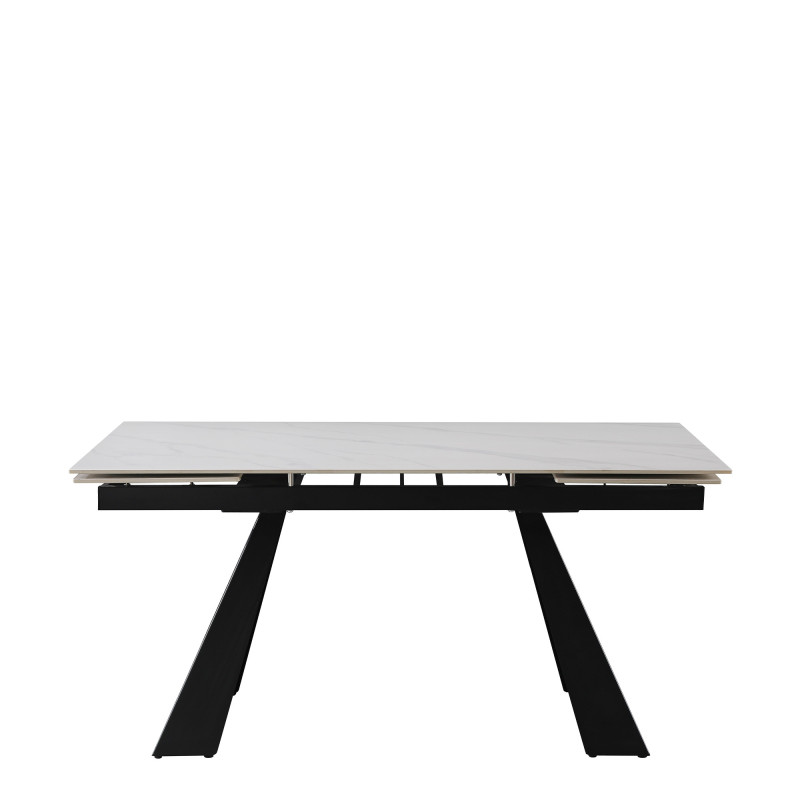 Tavolo Vermont allungabile bianco venature gambe nere moderno