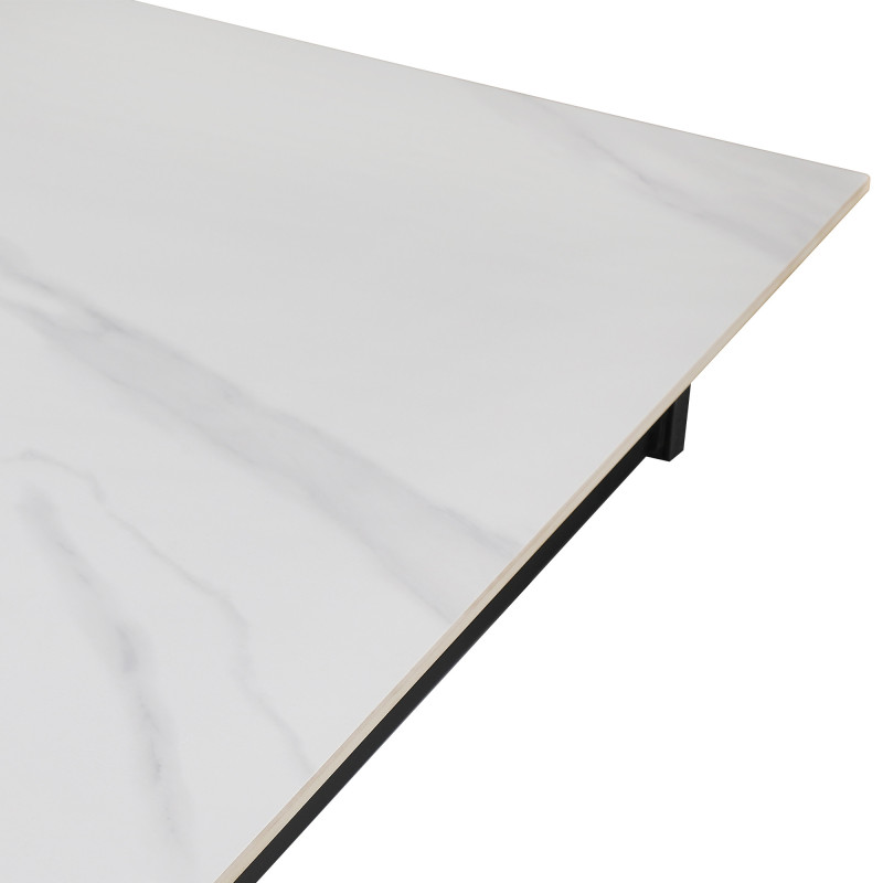 Tavolo Vermont allungabile bianco venature gambe nere moderno