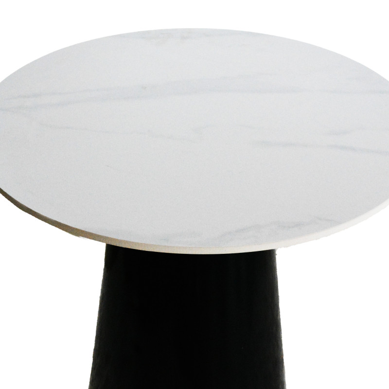 Tavolo Ring pietra effetto marmo base nera moderno e raffinato