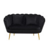 Divano Frida velluto nero gambe oro con cuscino elegante moderno