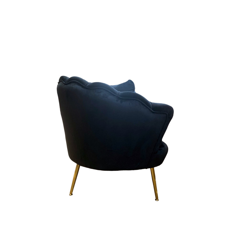 Divano Frida velluto nero gambe oro con cuscino elegante moderno