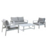 Set Lisbona divano 2 poltrone tavolino alluminio bianco giardino