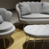 Set Flavia divano 2 posti, 2 poltrone e panca bouclé grigio