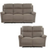 Set Eugenia divano 3+2 elettrico con USB tessuto tortora moderno