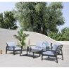 Set Lisbona divano 2 poltrone tavolino alluminio antracite