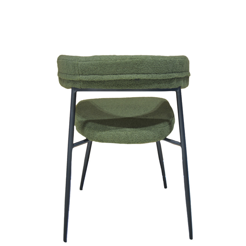 Set 2 poltrone Megan verde tessuto bouclé e metallo nero