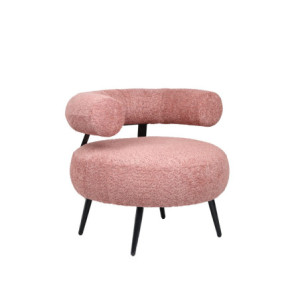 Poltrona bassa Teddy tessuto bouclé rosa struttura nera salotto
