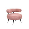 Poltrona bassa Teddy tessuto bouclé rosa struttura nera salotto