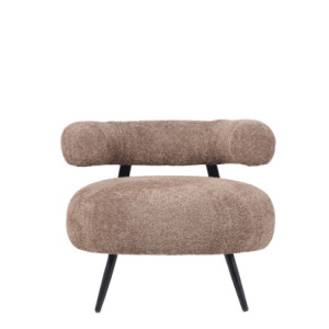 Poltrona bassa Teddy bouclé tortora struttura nera moderna