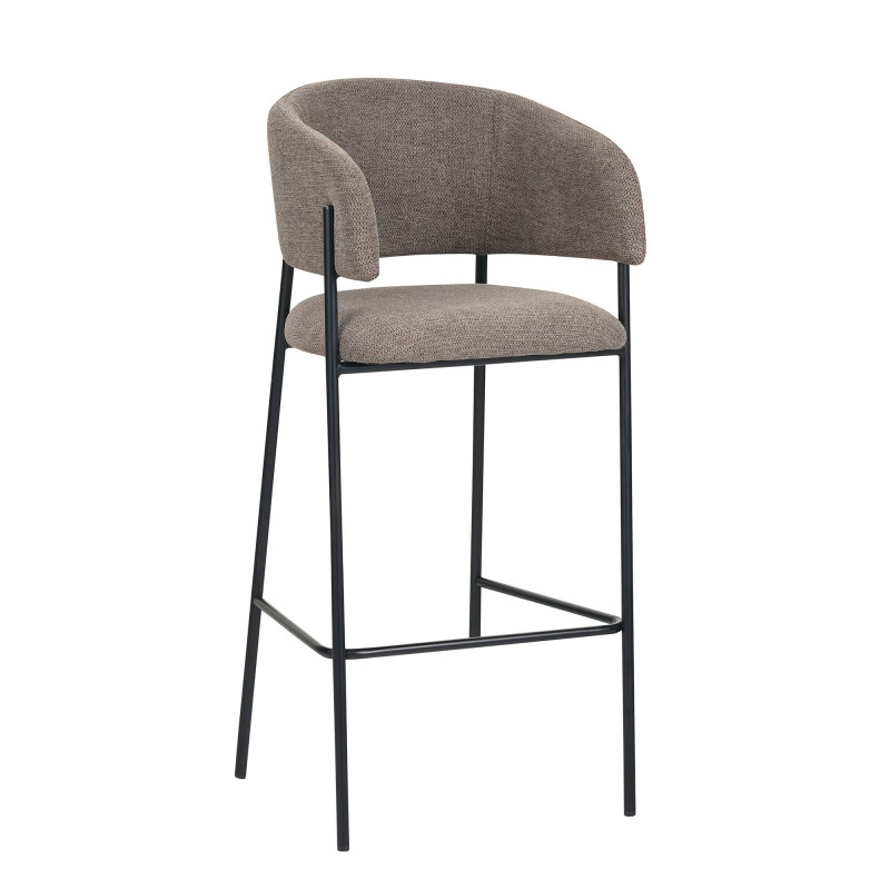 Set 2 sgabelli Brigitte tessuto tortora gambe nere moderni