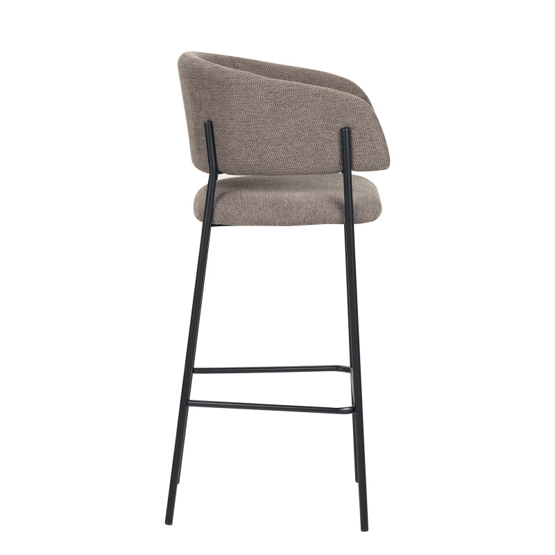 Set 2 sgabelli Brigitte tessuto tortora gambe nere moderni